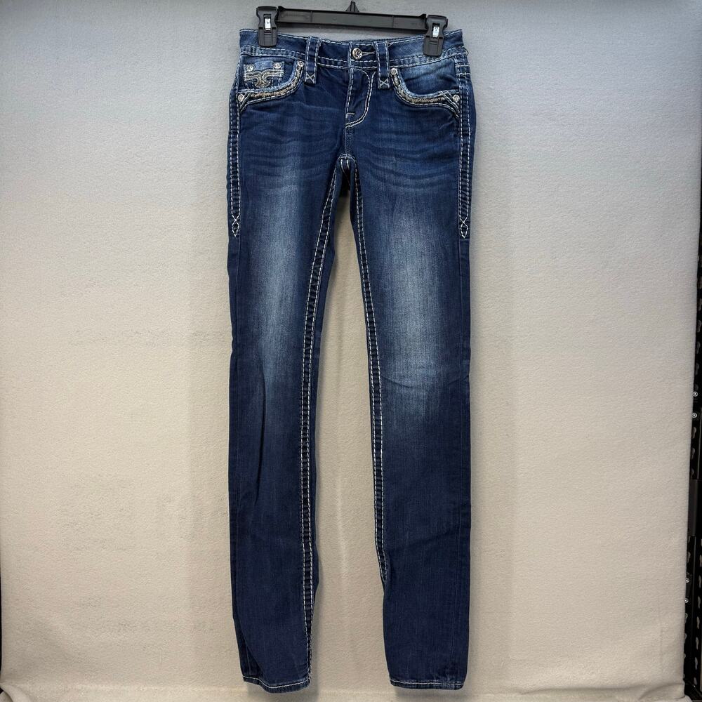 Rock Revival Jeans Women's 25 (2) Dark Blue Silana Embellished Western Bling
